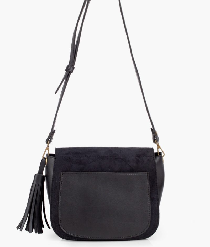 Black suede foldover saddle bag - Image 4