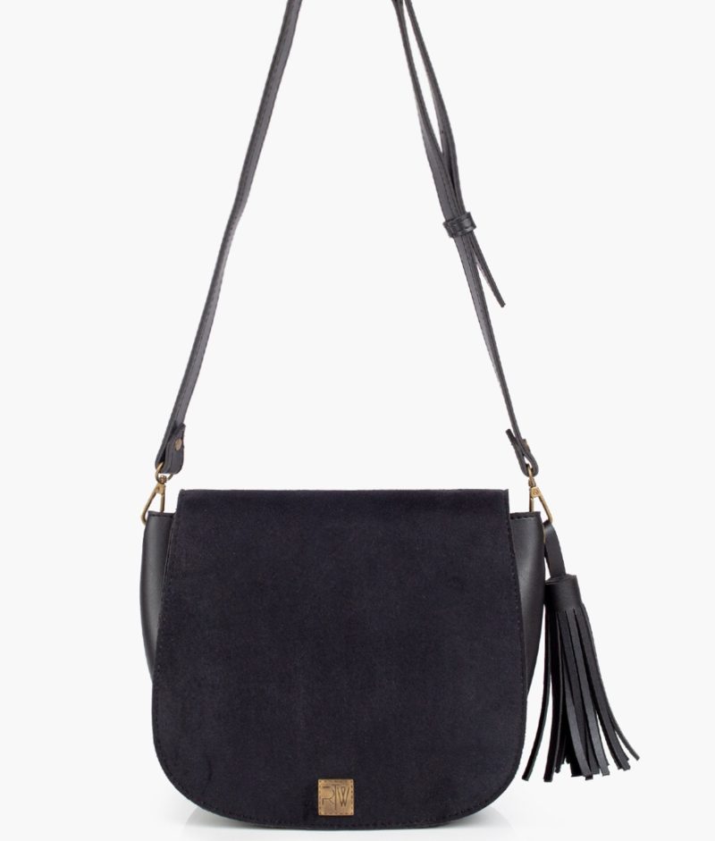 Black suede foldover saddle bag - Image 3