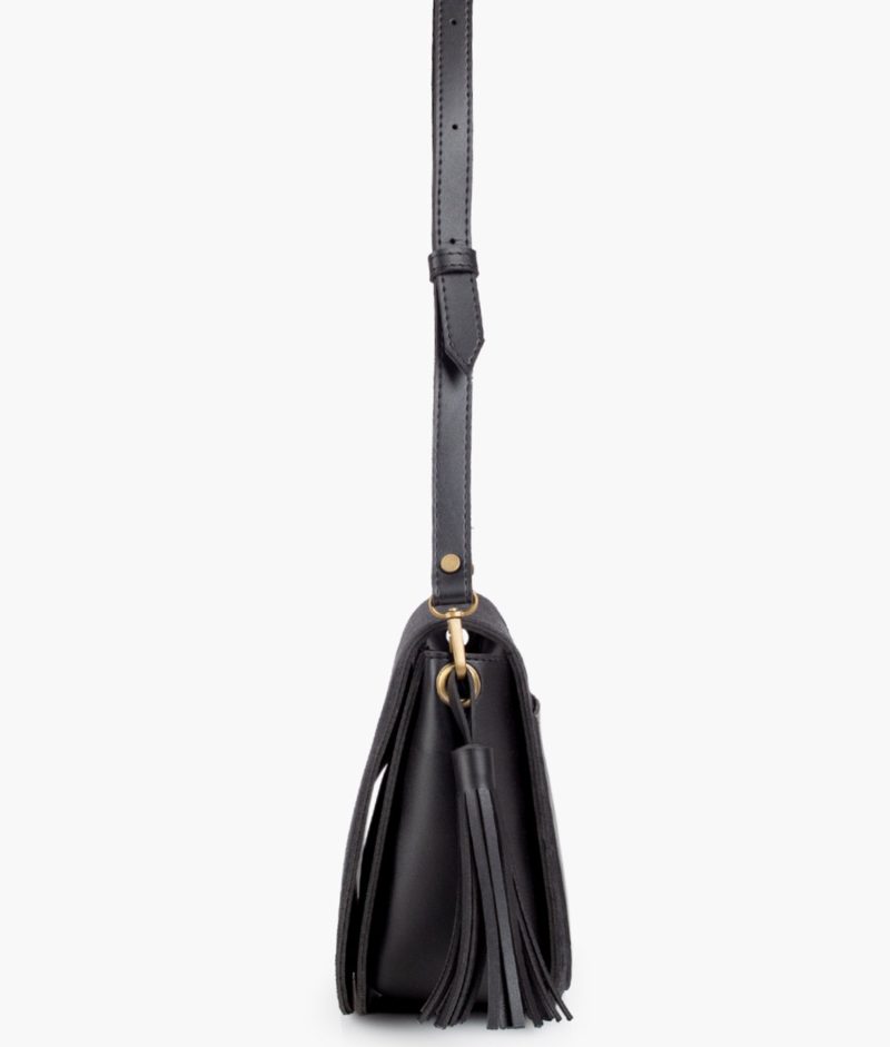 Black suede foldover saddle bag - Image 5