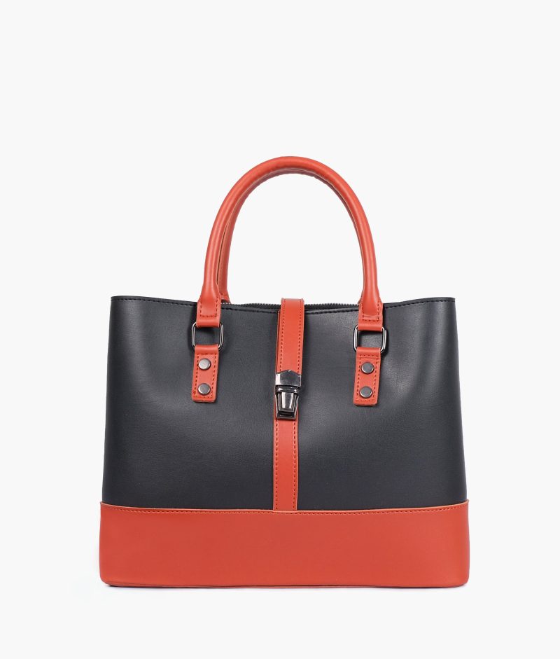 Black and rust multi-compartment shoulder bag - Image 3