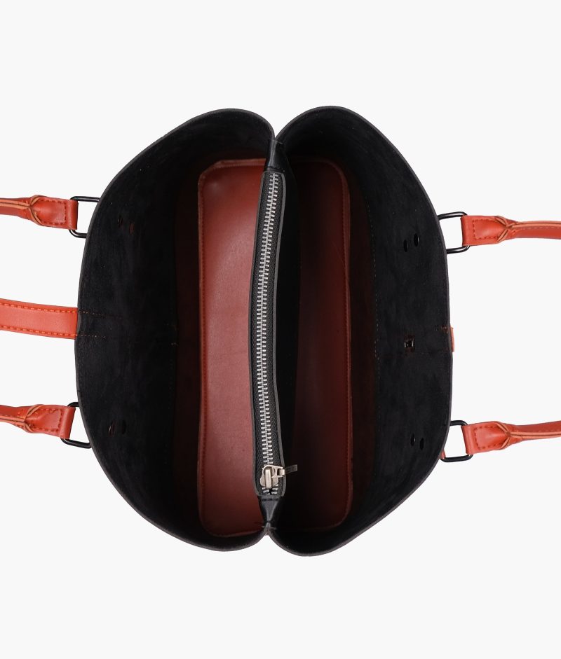 Black and rust multi-compartment shoulder bag - Image 7