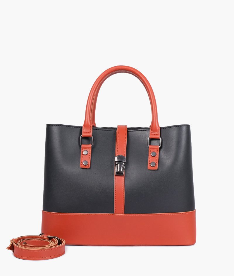 Black and rust multi-compartment shoulder bag - Image 2