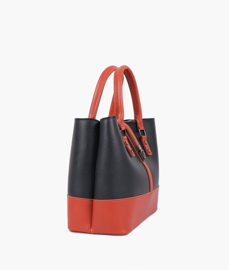 Black and rust multi-compartment shoulder bag - Image 4