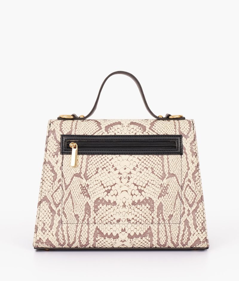 Black and white crocodile cross-body bag with top-handle - Image 6