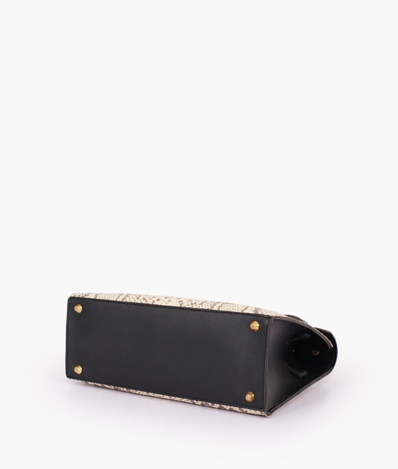 Black and white crocodile cross-body bag with top-handle - Image 8