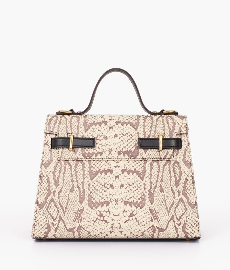 Black and white crocodile cross-body bag with top-handle - Image 4