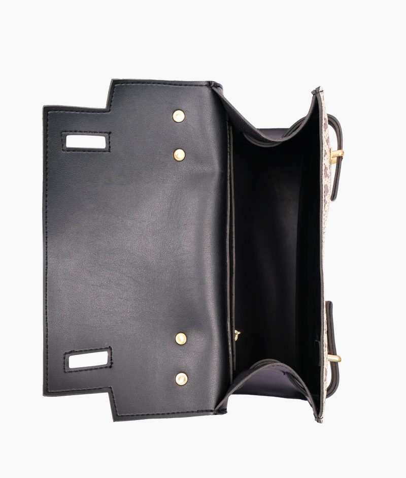 Black and white crocodile cross-body bag with top-handle - Image 9