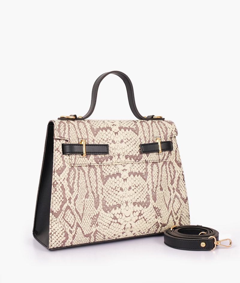 Black and white crocodile cross-body bag with top-handle - Image 3