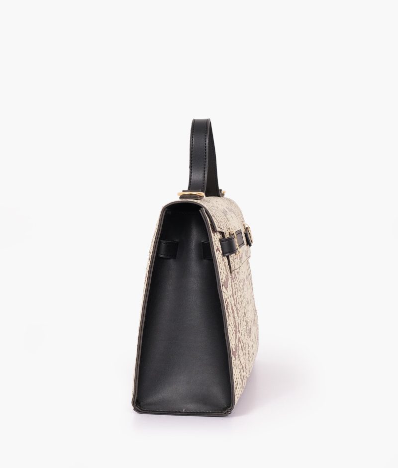 Black and white crocodile cross-body bag with top-handle - Image 7