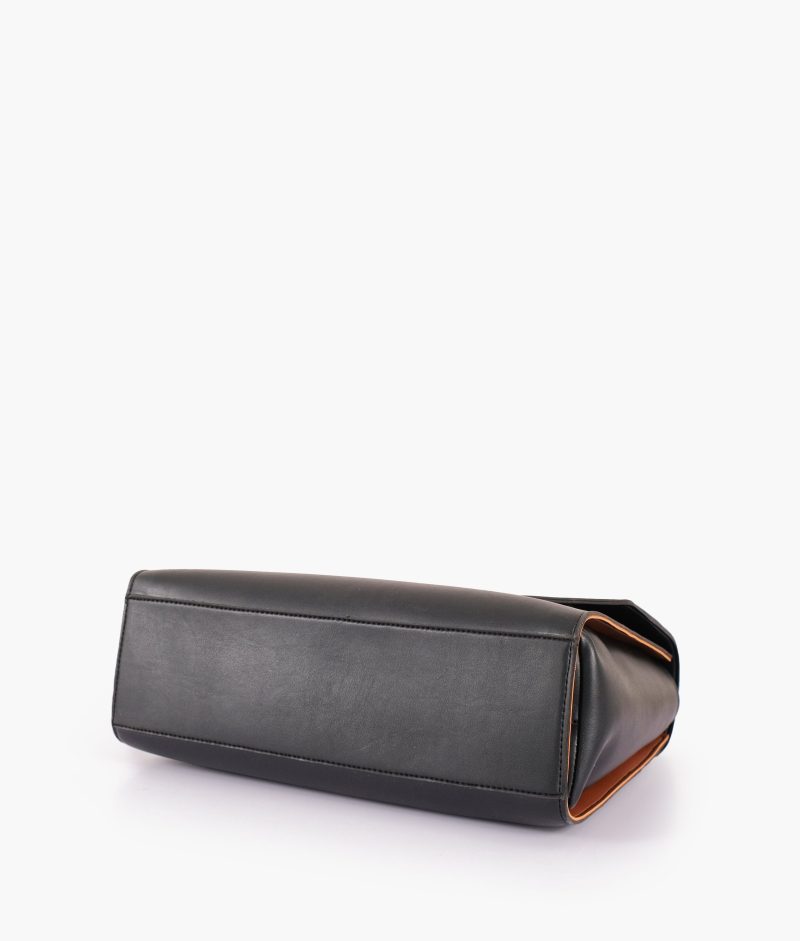 Black flap-over top-handle bag - Image 6