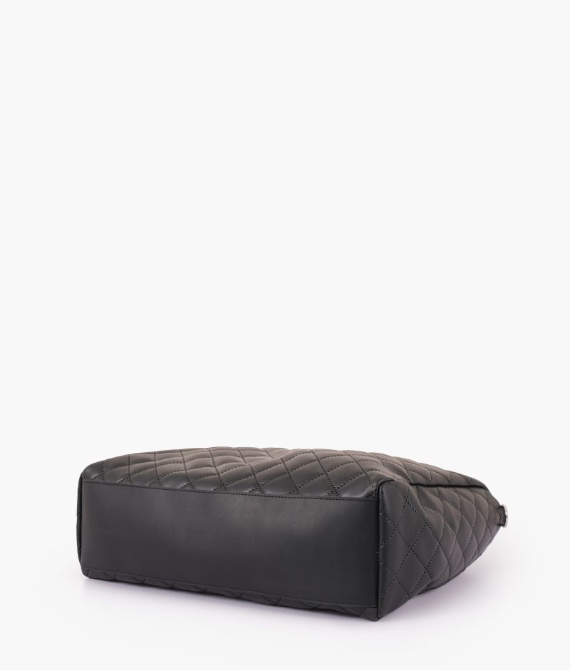 Black quilted carryall tote bag - Image 4