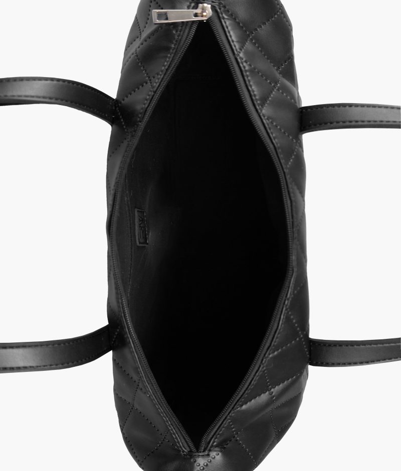 Black quilted carryall tote bag - Image 5