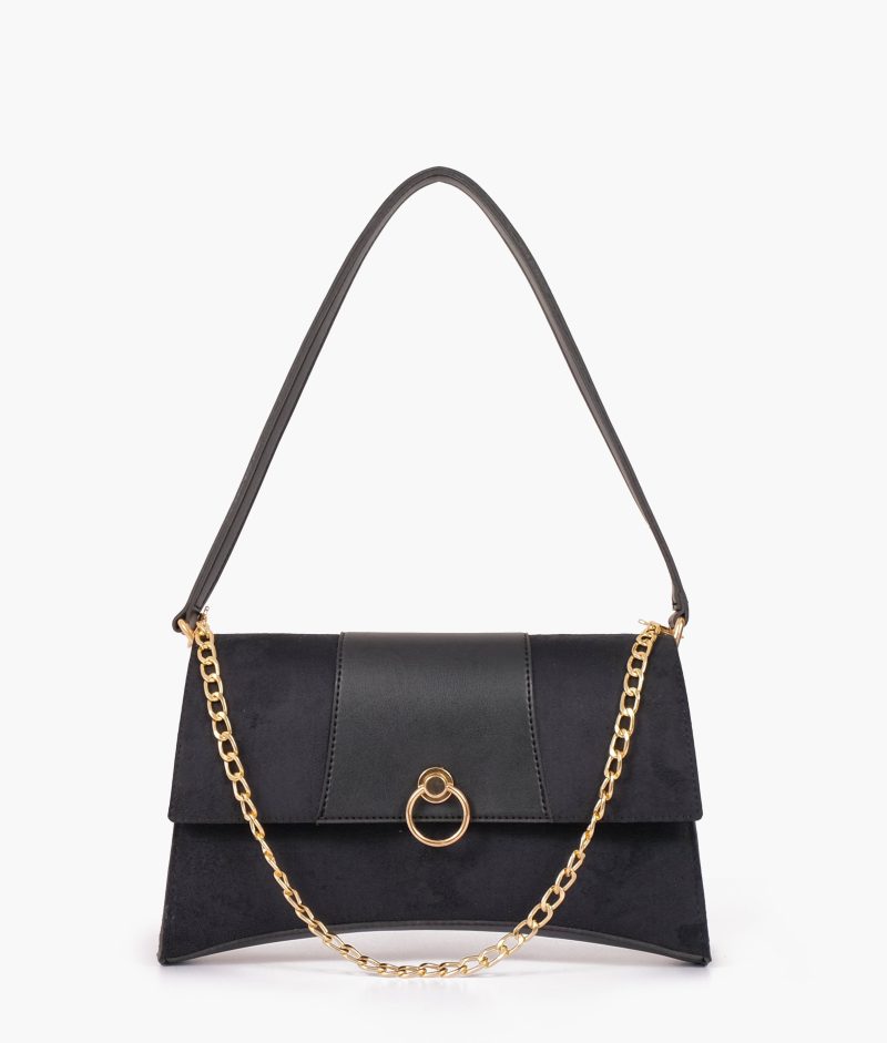 Black suede buckle envelope bag - Image 2