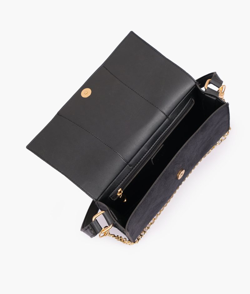 Black suede buckle envelope bag - Image 4