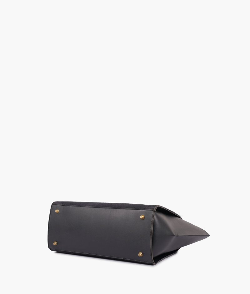 Black suede classic tote bag - Image 5