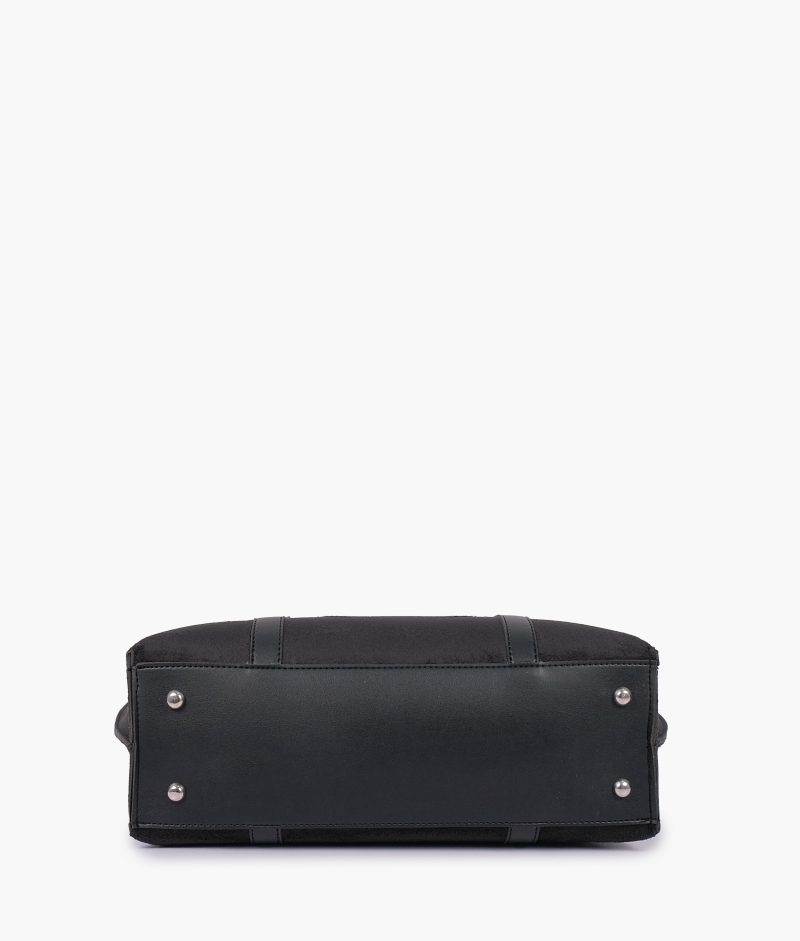 Black suede double-handle tote bag - Image 7