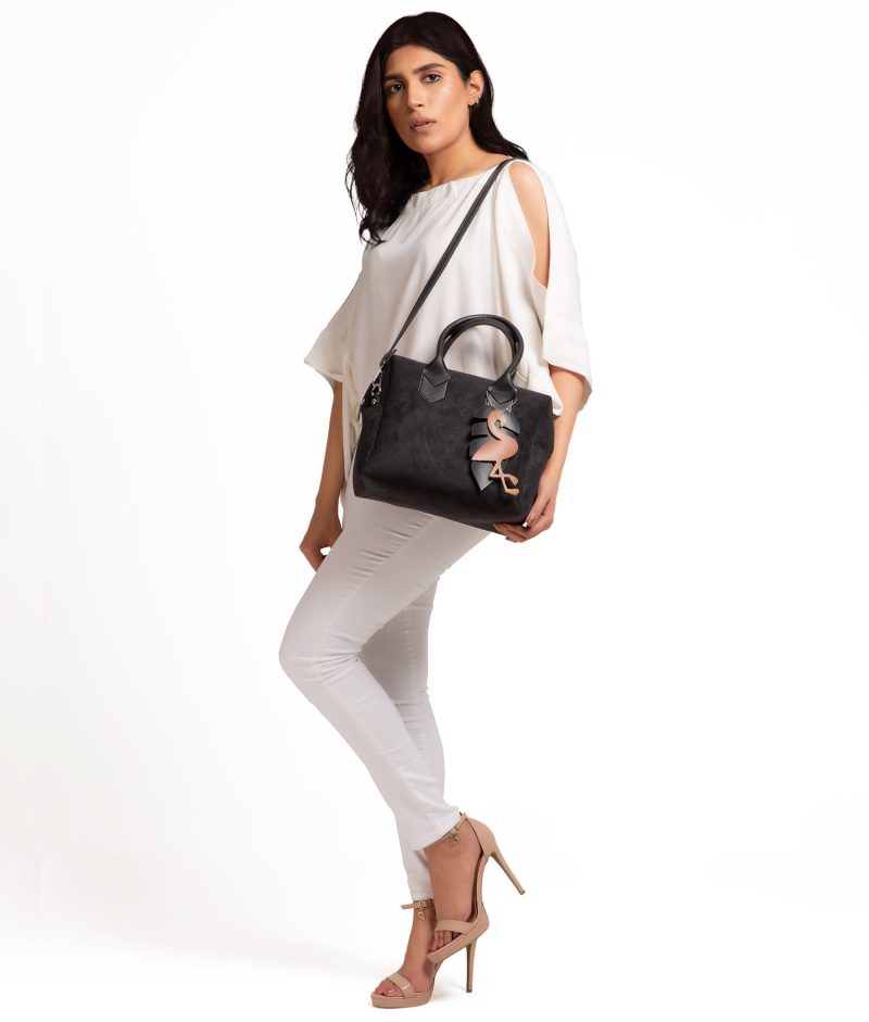 Black suede mini bowling bag - Image 9