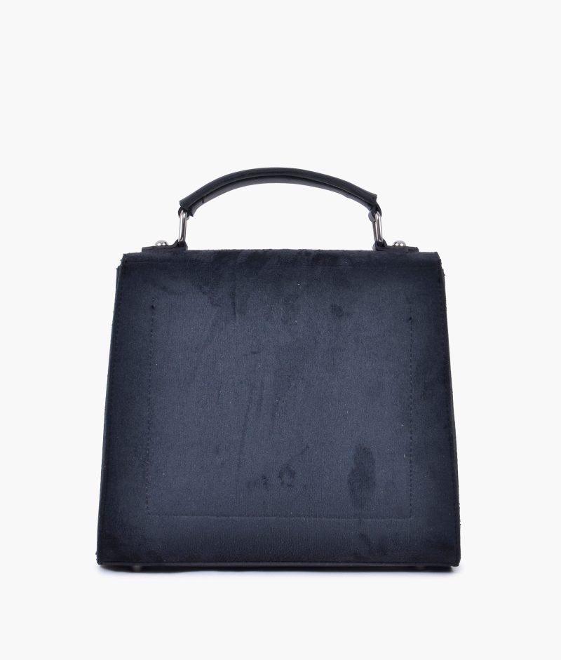 Black suede push-lock messenger bag - Image 4