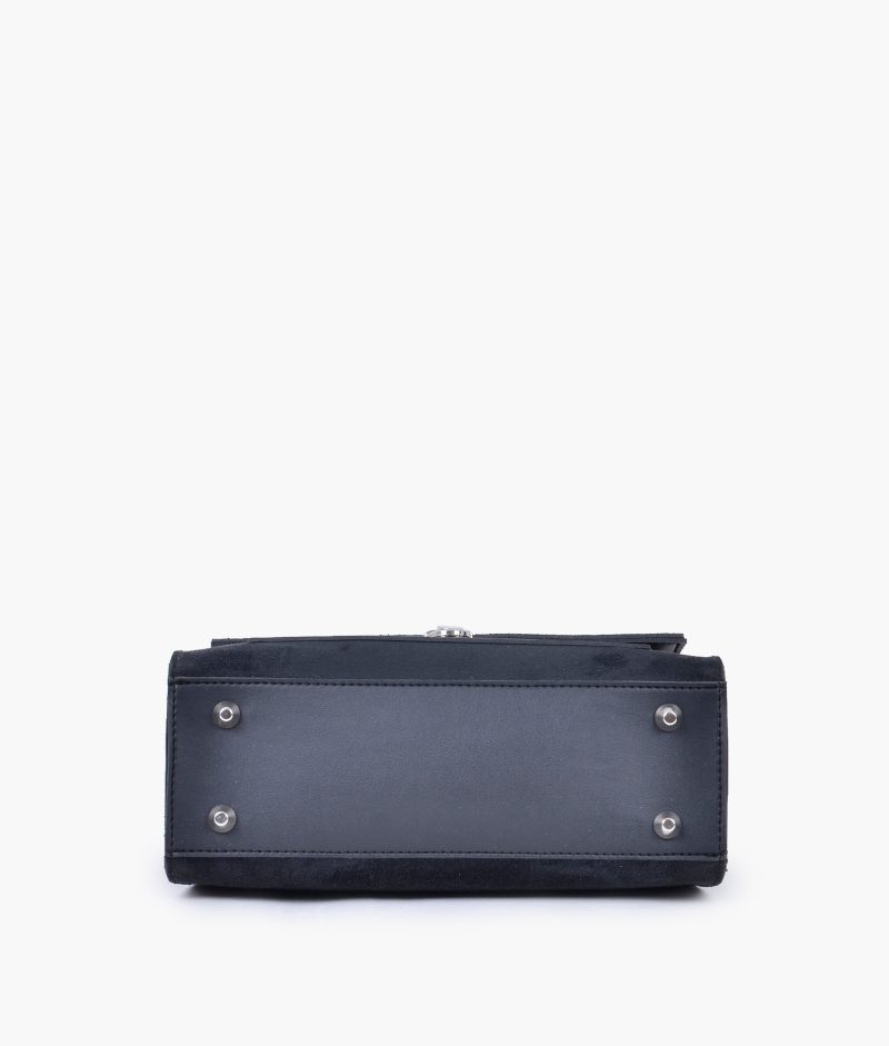 Black suede push-lock messenger bag - Image 6