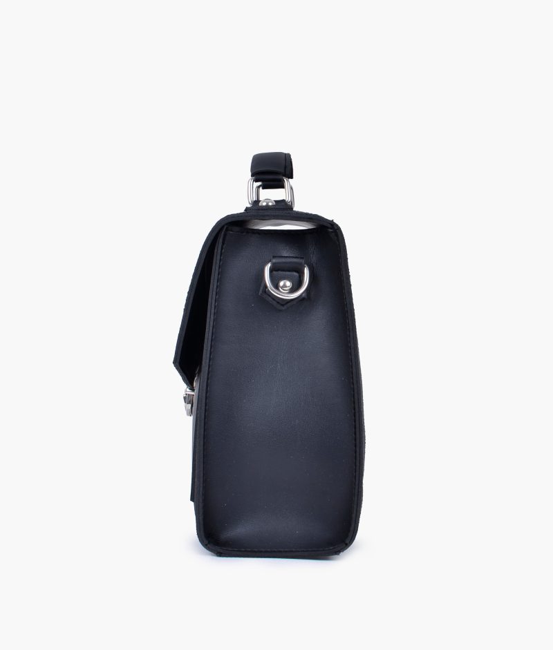 Black suede push-lock messenger bag - Image 5