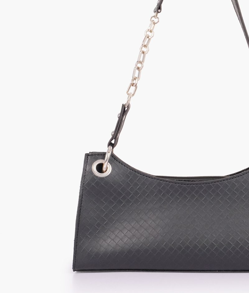 Black weaved elongated chain handle purse - Image 4