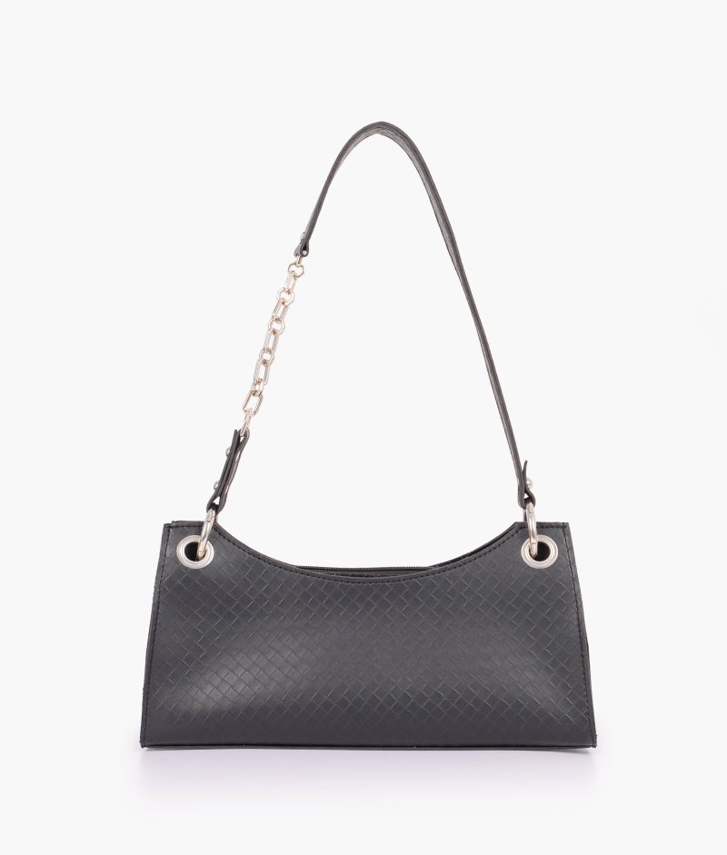 Black weaved elongated chain handle purse - Image 3