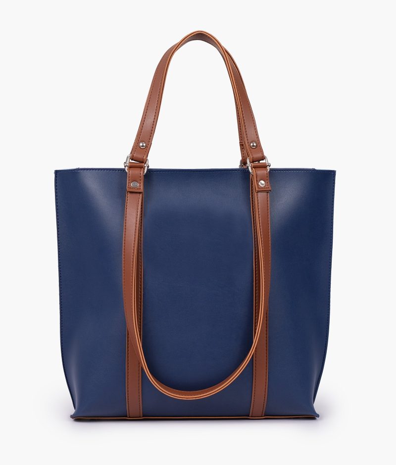 Blue and brown double-handle tote bag - Image 5