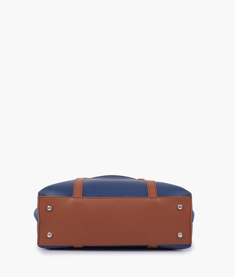 Blue and brown double-handle tote bag - Image 7