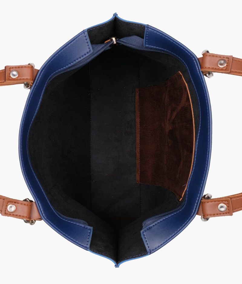 Blue and brown double-handle tote bag - Image 8