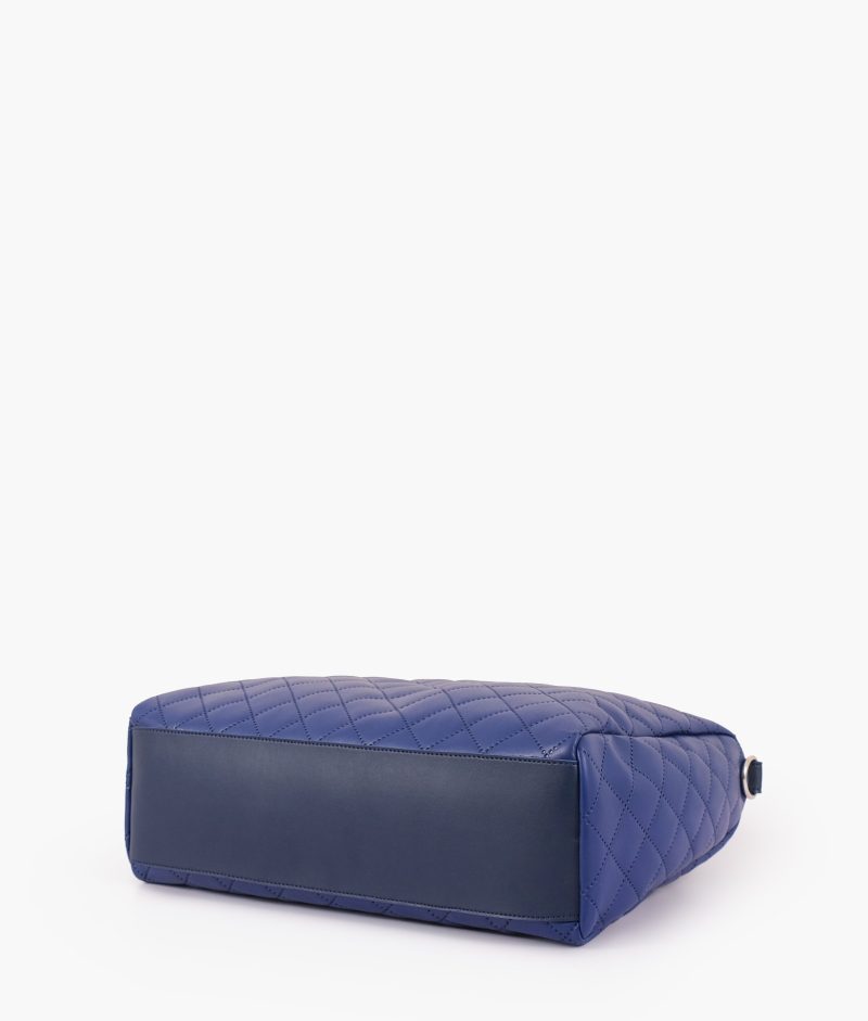 Blue quilted carryall tote bag - Image 4
