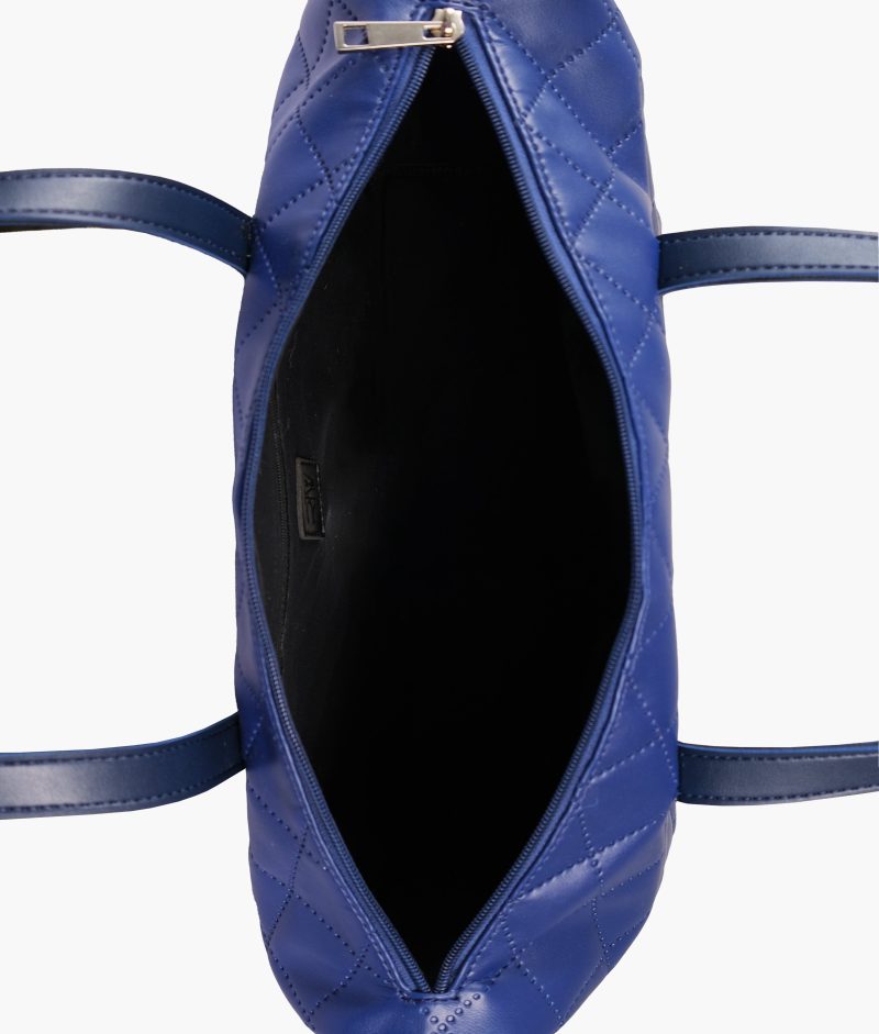 Blue quilted carryall tote bag - Image 5