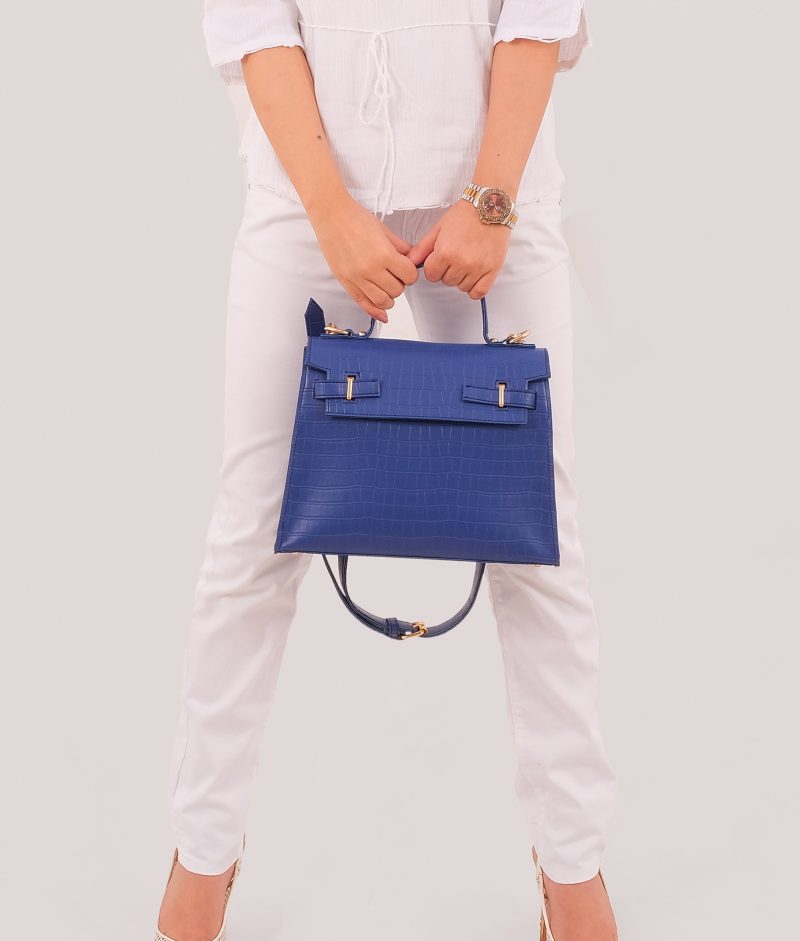 Blue top-handle crocodile mini bag - Image 2
