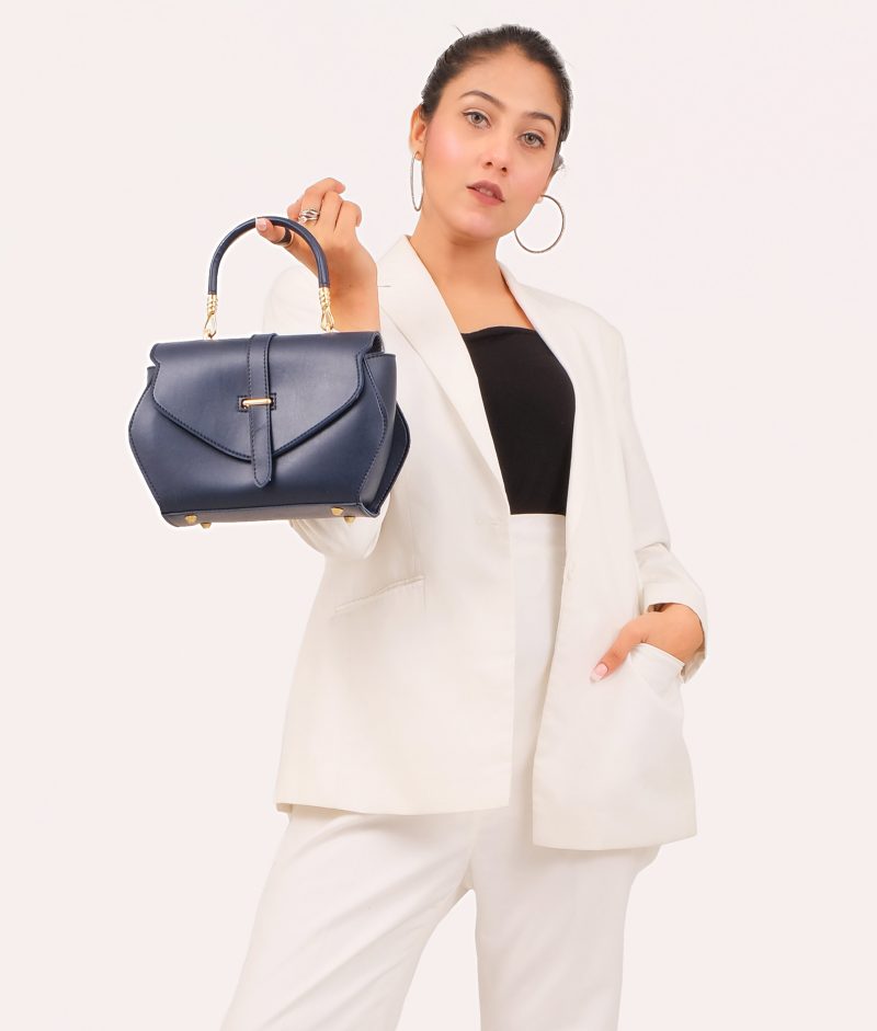 Blue top-handle hexagon bag - Image 2