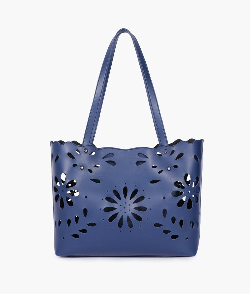 Blue two-piece floral tote - Image 4