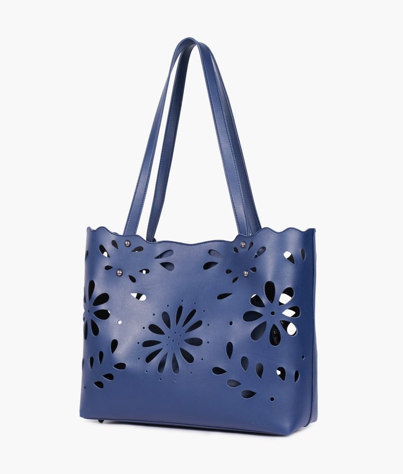 Blue two-piece floral tote - Image 3