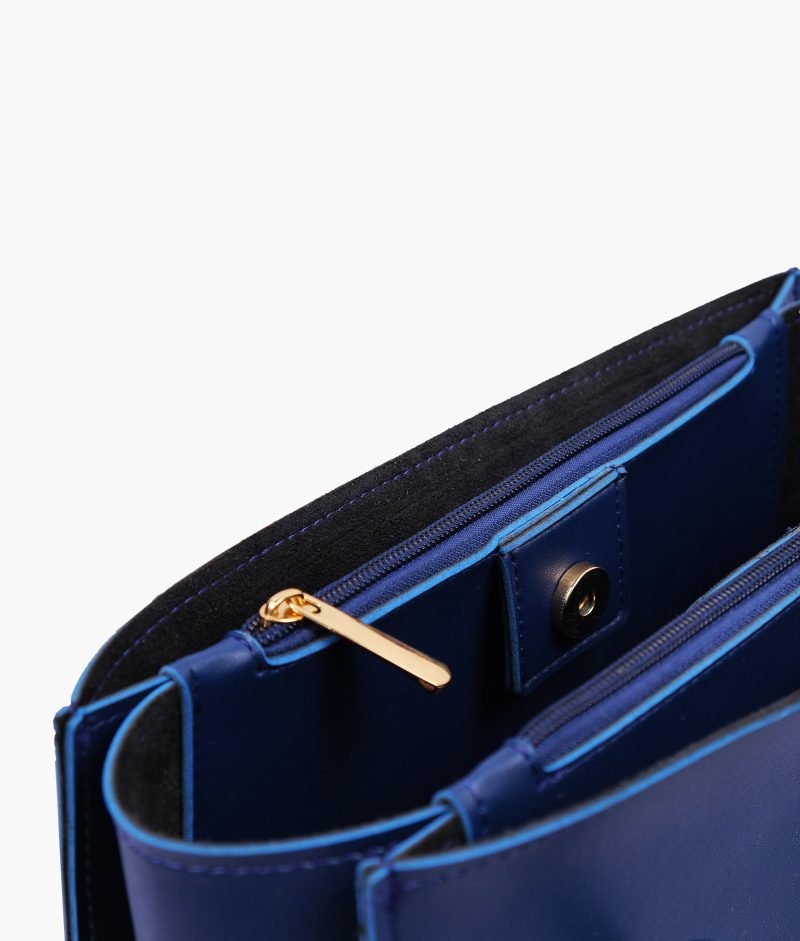 Blue zipper shoulder bag with long handle - Image 5