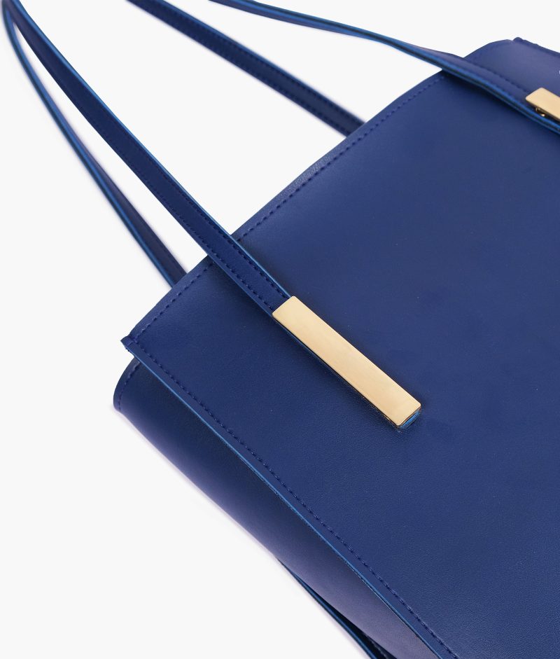 Blue zipper shoulder bag with long handle - Image 6