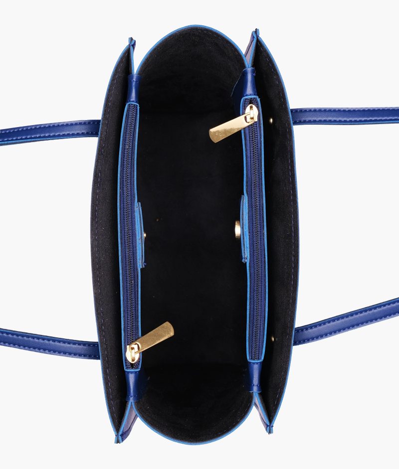 Blue zipper shoulder bag with long handle - Image 8