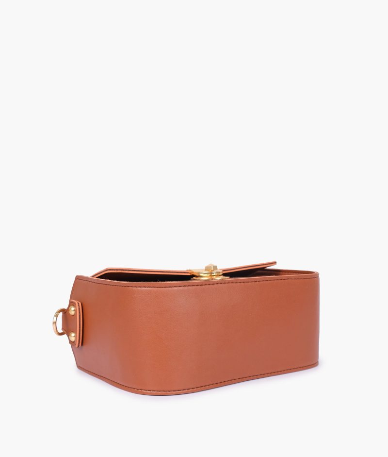 Brown saddle bag with twist lock - Image 7