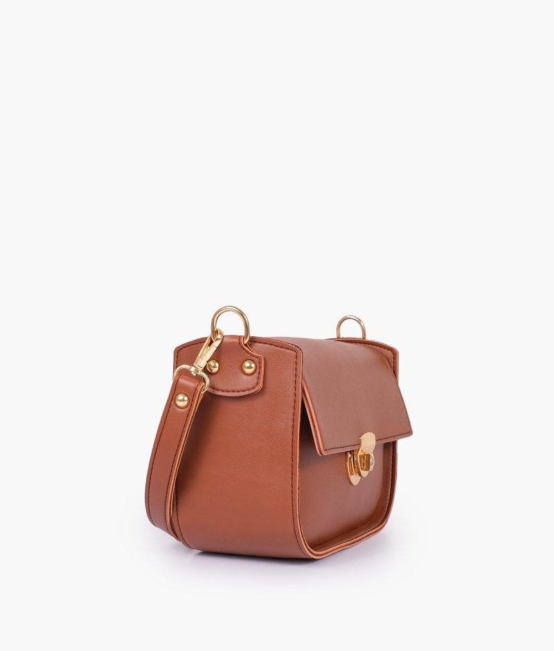 Brown saddle bag with twist lock - Image 5