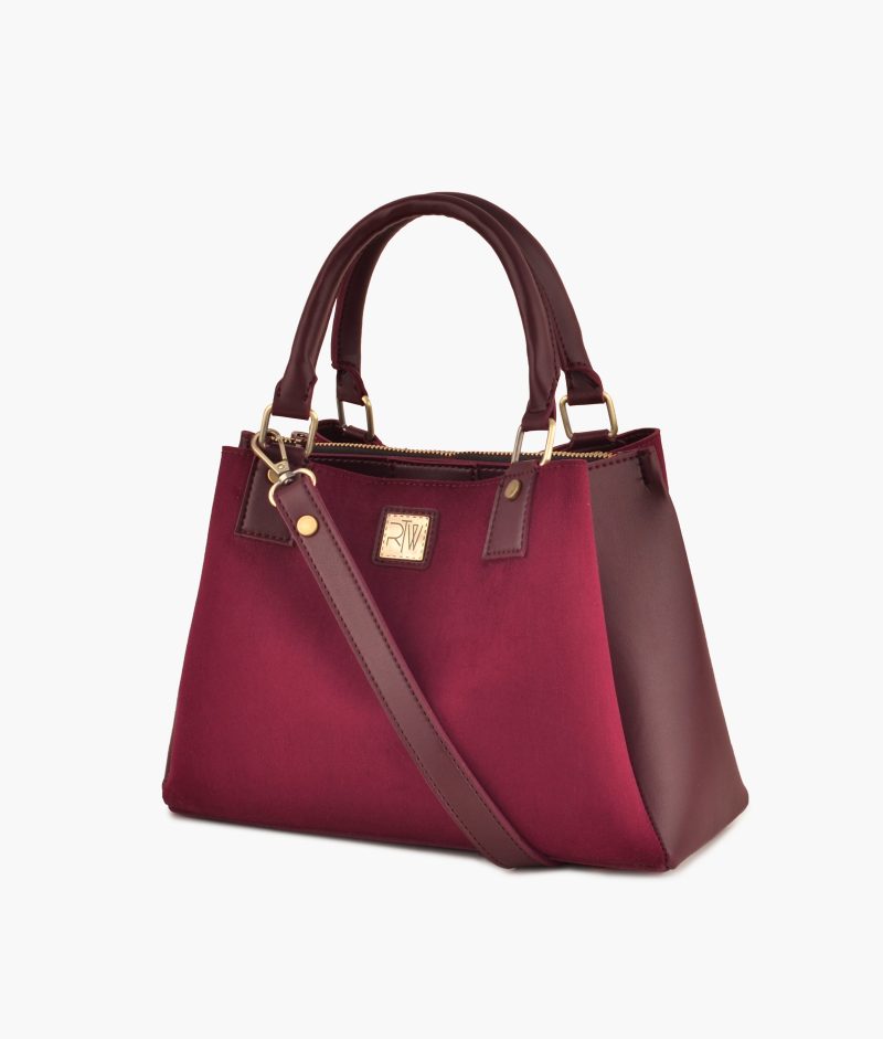 Burgundy suede mini bag - Image 2